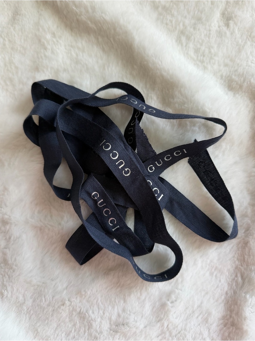 Gucci Navy Branded Ribbon Hair Accessory 75”